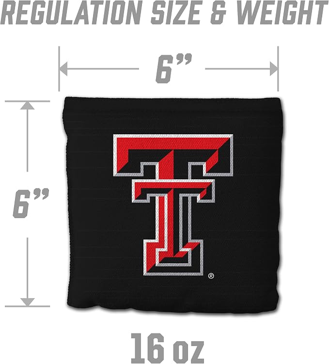 YouTheFan Officially-Licensed NCAA Set of 8 Cornhole Bags - All Weather Dual Sided Slide & Stop - Regulation Size with Carry case