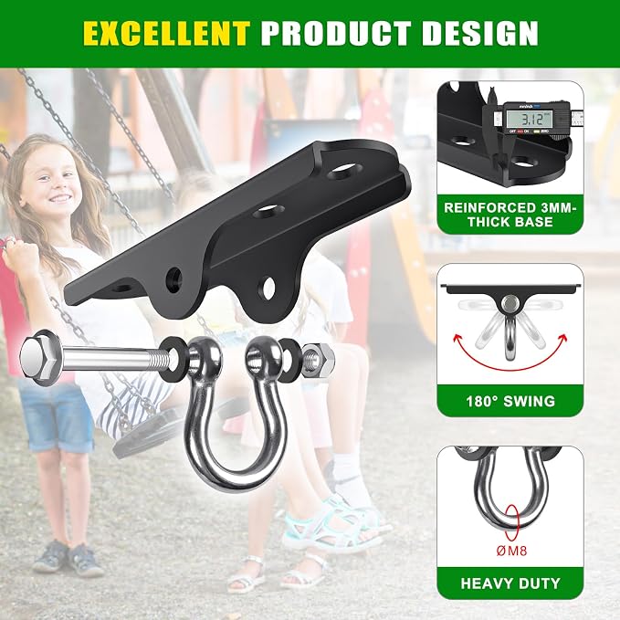 BeneLabel Swing Hanger Heavy Duty Ceiling Swing Mount 1000 LBS Capacity Heavy Bag Hanger 180° Hanging Chair Hanger Swings Hardware for Hammock Chairs, Porch Swings, Aerial Silks, Gymnast Ring