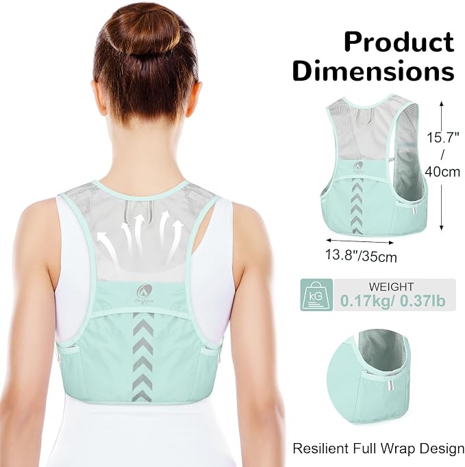 Lightweight Running Vest with 2pcs 500ml Water Bottle for Men Women, Reflective Water Vest Hydration Pack Hydropack for Hiking, M/L