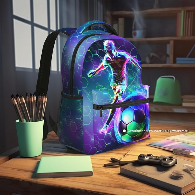 Kids Soccer Backpack For Boys Sports Soccer School Backpack For Boys Children Elementary Middle School Backpacks Football Bookbag Travel Back Pack For Age 6-18