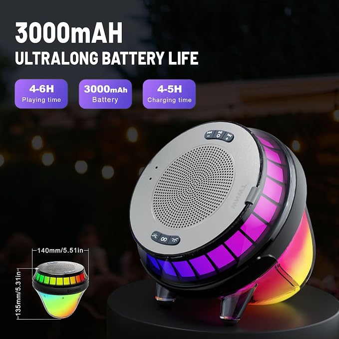 Floating Speaker for Pool with Colorful Lights, IPX7 Waterproof Floating Hot Tub Speaker, 15W Stereo Loud Sound, 360° Loud Stereo Sound, TWS, Great for Pool Shower Travel SPA