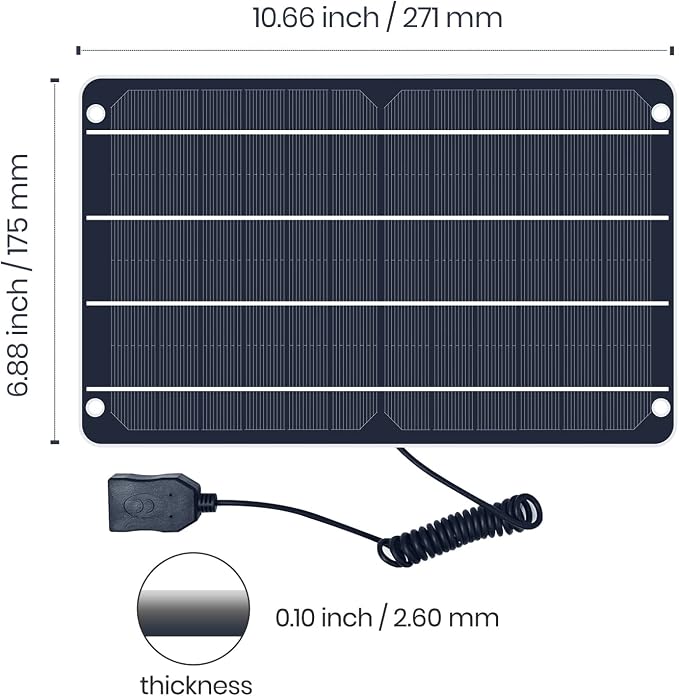 FlexSolar 6W Mini USB Solar Panel, IP67 Waterproof Monocrystalline Module DIY Kit with PET Material for Smart Phone, Small Fans, Monitor, Outdoor Security Camera