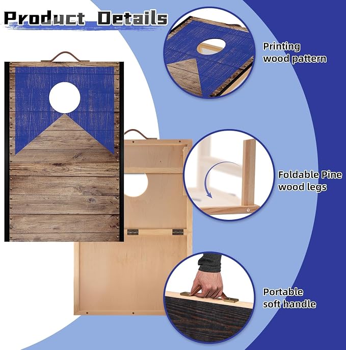 Portable Cornhole Board Set with Bean Bags 2 ft x 1 ft or 3 ft x2 ft or 10.16 * 5.04 Inch Foldable Corn Hole Games for Adults and Kids Indoor or Outdoor Corn Hole Toss Games Backyard Tarvel
