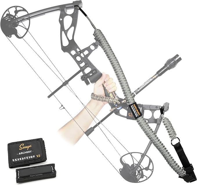 SUNYA Paracord Compound Bow Sling with V2 Upgraded Magnetic Connection System. Lightweight Hands Free Shoulder Carrying Sling for Bow Hunting, Field Archery and 3D