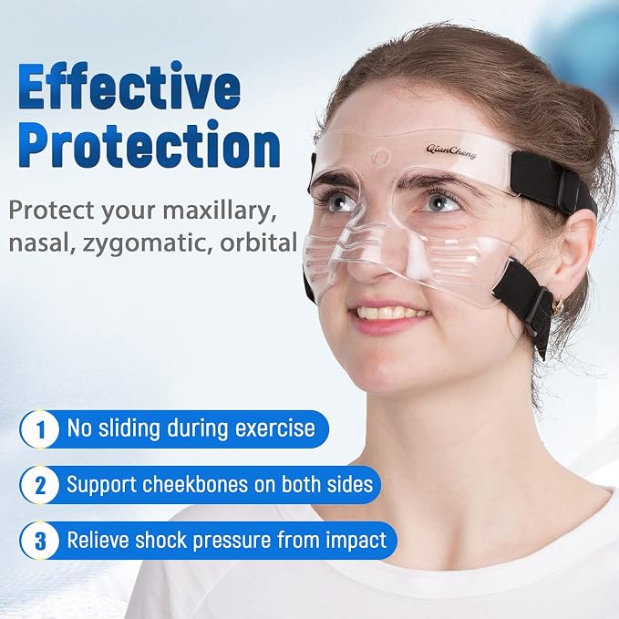 Nose Guard Face Shield for Broken Nose for Women Teenagers, Protective Face Mask L5 Medium Size with Padding, QC-L5-M