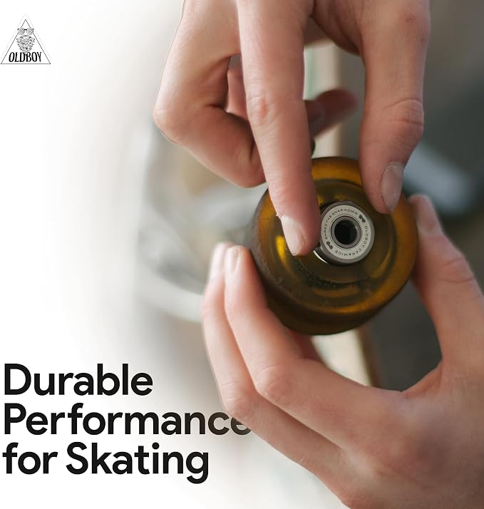 Oldboy Premium Skateboard Bearings, Set of 8 Bearings for Skateboards, Longboards, Inline Skates, Rollerblades, Super Lube Ball Bearings, Skateboard Accessories