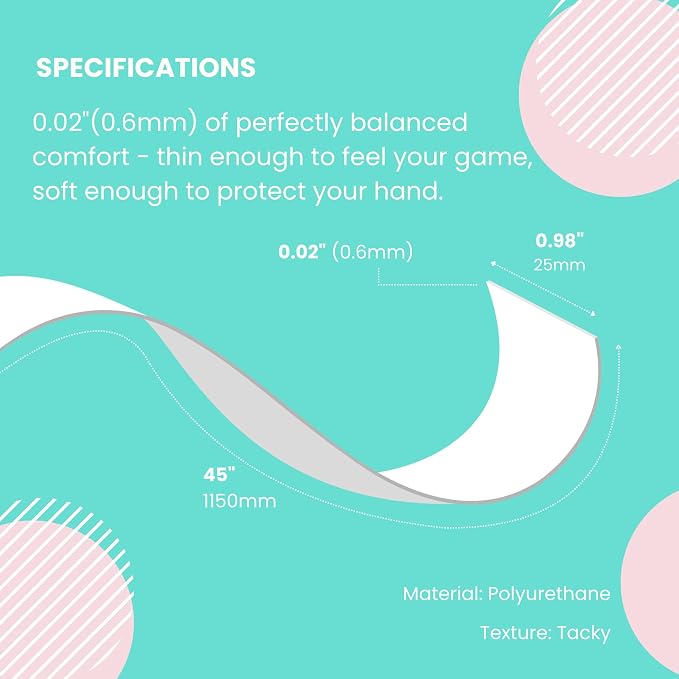 Tennis Tape & Dampener Set - 2 Tacky 45” Long x 0.98” Wide Racket Handle Overgrips & 1 Matching Ping Dampener