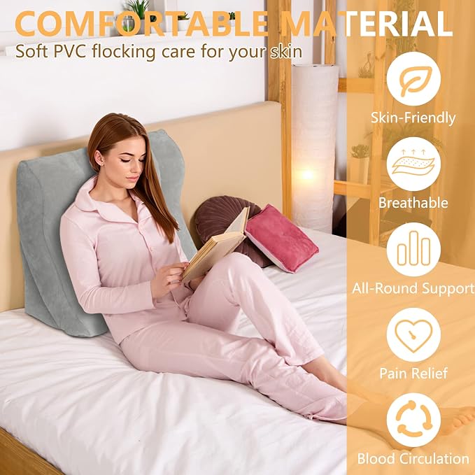 EKEPE Inflatable Wedge Pillow Set for Sleeping, Bed Wedge Pillow Set for Travel, Post Surgery Wedge Pillow for After Surgery, Knee & Back Pain, Acid Reflux, GERD, Anti Snoring and Heartburn