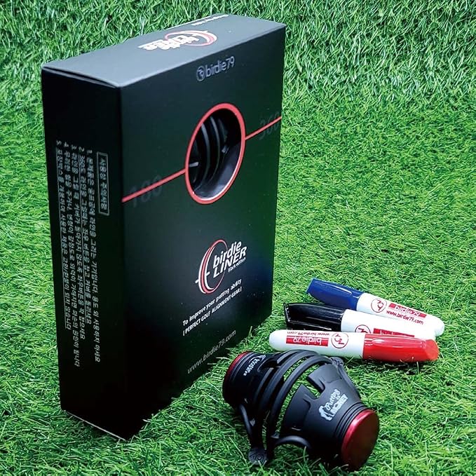 BIRDIE79 Golf Ball Line Marker Tool Kit Set. 360 Degree 3-Line Plus Vertical Line Putting Alignment & Triple Track Standing Ball Marker with Adjustable Tilt Angle, Confidence Liner Accessories.