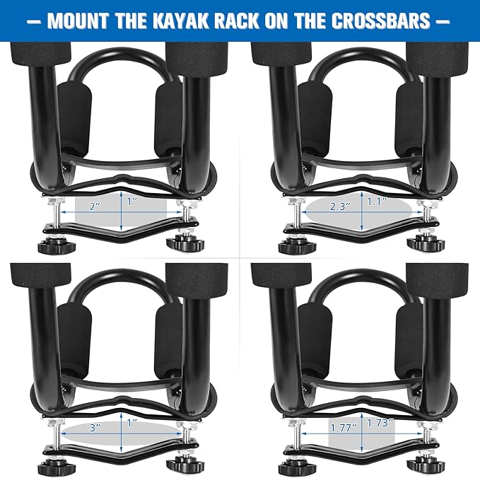 GYMAX 2Pairs Universal Kayak Roof Rack, J-Bar Roof Top Carrier with Straps, Foam Pad & Buckles, Mount Crossbar on SUV Van Car for SUP, Boat, Kayak, Canoes, Ski Board