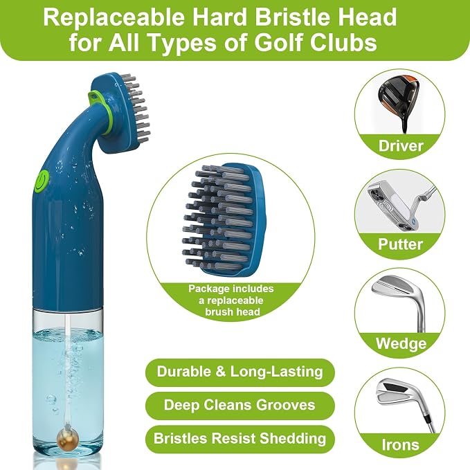 Kiss Core Electric Golf Club Cleaner Brush: AA Battery Powered for Effortless Cleaning - Golf Club Brush for Golf Accessories - Holds 5oz Water - Magnetic Clip - Golf Gifts for Golfer Men