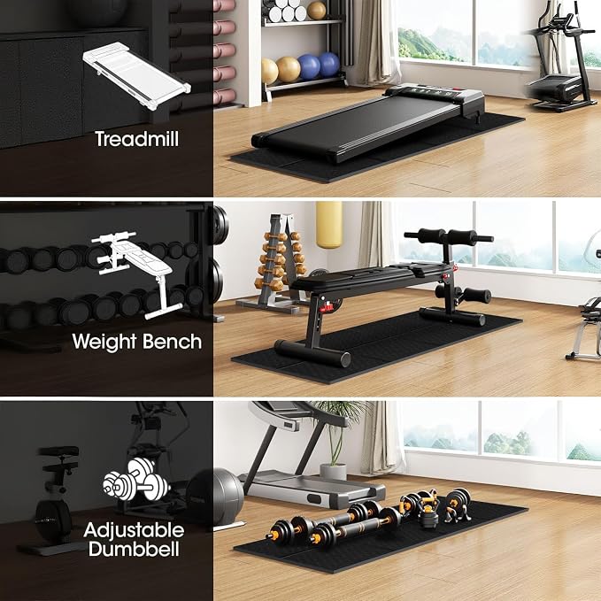 Stepwaver Walking Pad Mat for Carpet, Treamill Mat for Hardwood Floors, High Density, 1/4 Thickness, Folable, Floor Protection Mats for Bike, Elliptical, Treadmill