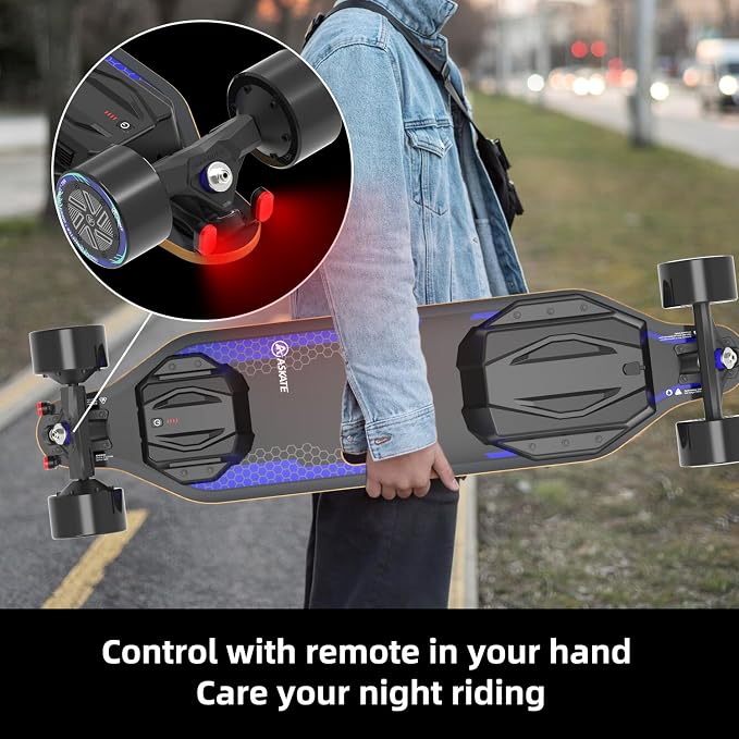 A1 Electric Skateboard with Remote, Rang Up to 17 Miles/24, 8 Ply Canadian Maple, Smooth Breaking, Suitable for Younger Beginners