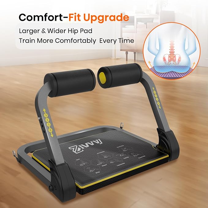 ZIWWVY Foldable Ab Machine for Home Gym Core Workout | Foldable & Space-Saving,330lb Max Load, 4-Level Intensity, Premium Comfort, Home Gym Essential