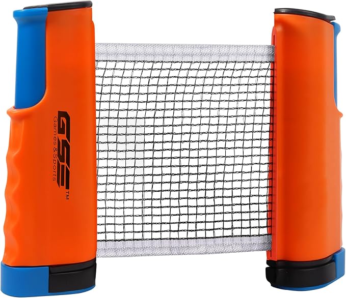 GSE Games & Sports Expert Adjustable Retractable Ping Pong Net Set & Post. Professional Table Tennis Rackets and Balls, Net with Posts and Storage Bag - Pingpong Paddle and Game Table Accessories. | Adjustable