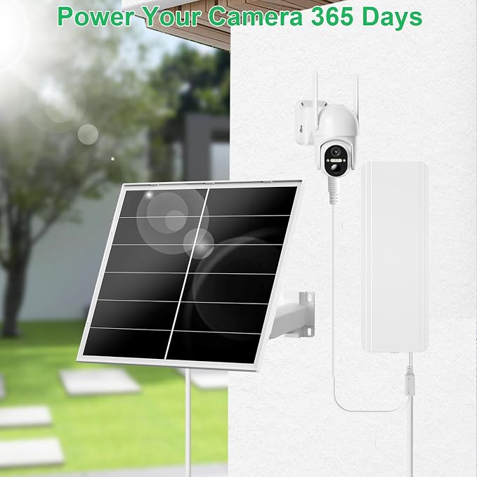 FUTUREZEN 20W Solar Panel Kit for Security & Trail Cameras, Includes Adjustable 5V/12V Output, USB-C & DC Plugs, Installation Accessories