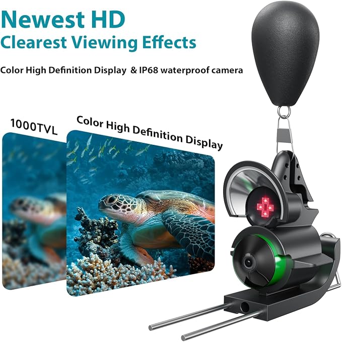 FOURQ Fishing Camera, 220° Ultra-Wide HD Underwater Fishing Camera with 4.3" LCD & IR Night Vision, 5000mAh Rechargeable Battery 100ft Cable for Ice Lake Boat Kayak Fishing
