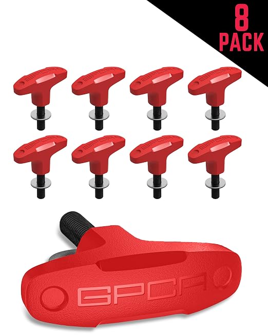 Quick-Release Tie Down GP Anchor/T-Handle Bolts Set, Tie Down Anchor for Fast Jeep Top Removal Lift, Heavy-Duty Tie Downs for Ford Bronco Models, Patented, No Screw Nuts, Red, 8 Packs - GPCA