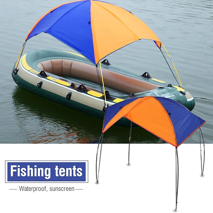 Generic 2-4 Persons Boat Sun Shelter, Lightweight Inflatable Boat Kayak Awning Cover, Easy Assemble Camping Fishing Canopy Tent Sun Shade and Protection (68351 Awning (4