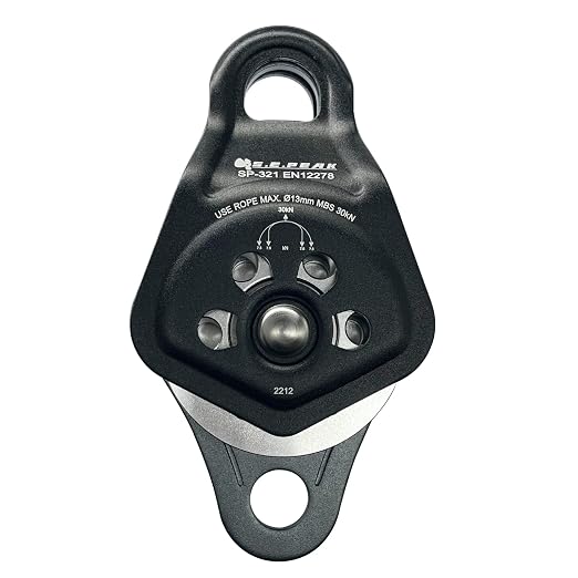 30kN Upgraded Rescue Double Pulley Sheave with Swing Plate,CE High Strength Pulley for Backyard Zipline, Climbing, Rock Rescue Lifting, Hauling, Fit Rope up to 13 mm/Holds Up to 6750lbs,Black