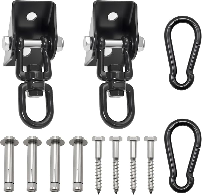 1200 Lb 360° Rotating Heavy Duty Swing Hanger Hardware Kit | Supports porch swing, hammock, swing chair, punching bag, yoga & playground swing indoor & outdoor installation