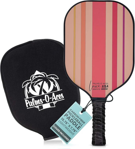 Palms-O-Aces Carbon Fiber Pickleball Paddle – USAPA Approved 16mm T700 Graphite Paddle with Textured Spin Surface | Lightweight Carbon Fiber Pickleball Paddles & Racket | Includes Paddle Cover
