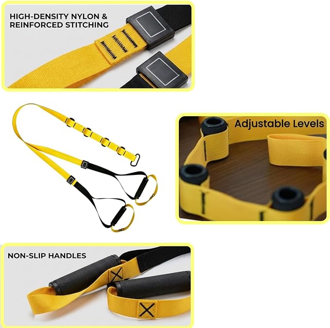 Home Suspension Training Kit with Resistance Loop Bands | Adjustable Extension for Full-Body Workout at Home or Outdoors, All-in-One Bodyweight Training System-Quick Setup in 1 Second