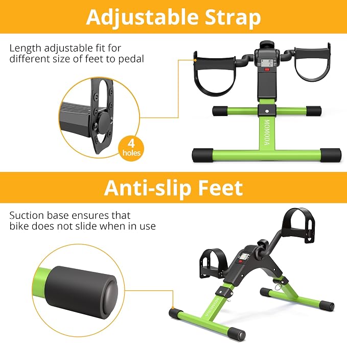 Pedal Exerciser Desk Exercise Bike Leg and Arm Bike with LCD Monitor Foldable (black/green)