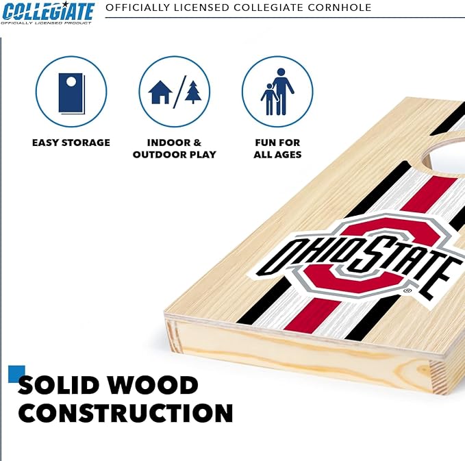 Wild Sports College Portable Size 1' x 2' Solid Wood Cornhole Set with Direct Print HD Team Graphics – Travel Size