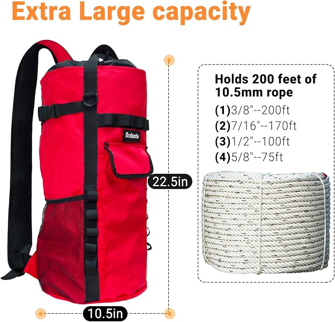 Climbing Rope Bag,Large Capacity Arborist Tree Rope Storage Bag,Waterproof Outdoor Rock Climbing Gear Bag
