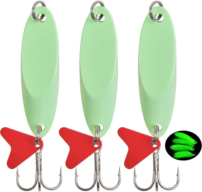 Fishing Spoons Lures, 8/10pcs Trout Spoon Lures Kit 1/5oz-2oz Hard Metal Spinner Baits for Salmon Bass Trout Pike Crappie Walleye Saltwater Freshwater Fishing Gear