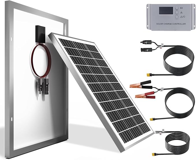 Solar Panel Kit 20W 12Volt Solar Battery Charger with 10A Charge Controller for Off Grid RV Boat Car Trailer Automotive Truck Motorcycle Camper (20w Solar kit)