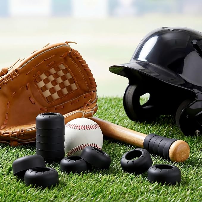Soulchen 12 Pack Baseball Bat Grip Choke up Ring for Youth Baseball Softball Tee Ball Choke Ring Improve Grip Through Swing Knob and Reduce Sting Bat Accessories - Black