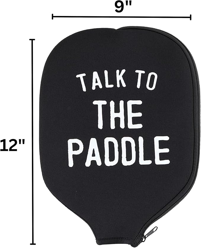 Needzo - Funny Pickleball Paddle Cover Set, Black Neoprene Racket Case, Gifts for Pickle Ball Players, 12 x 9 Inches (Pack of 2)
