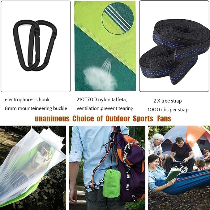 Camping Hammock with Mosquito Net - Portable Travel Hammock Bug Net - Camping Equipment - Hammock Tent for Outdoor Hiking Campin Backpacking Travel