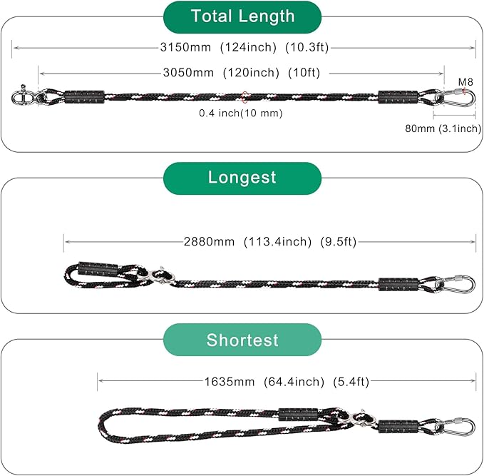 SELEWARE Heavy Duty Tree Swing Ropes, Adjustable Hammock Tree Straps Hanging Kit with Locking Carabiners, 10FT Tree Swing Straps for Outdoor Swings Hammock Playground Set Accessories (Black, 2 Pack)