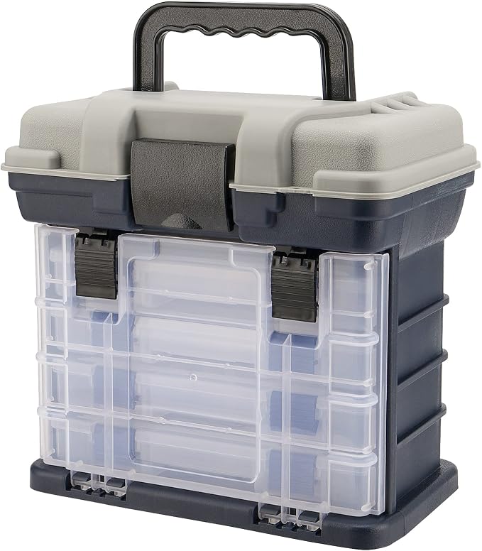 SINJEUN 4 Layers Fishing Tackle Box, Portable Fishing Tackle Storage Box, Fresh Water and Salt Water Tackle Box Kit Organizer for Fishing Accessories, 110 lbs Load Capacity