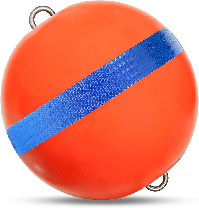 Mooring Buoy Boat Mooring Ball Float with Reflective Blue Stripe to Protect Boat,12/15/18 Inch Illuminated Buoy