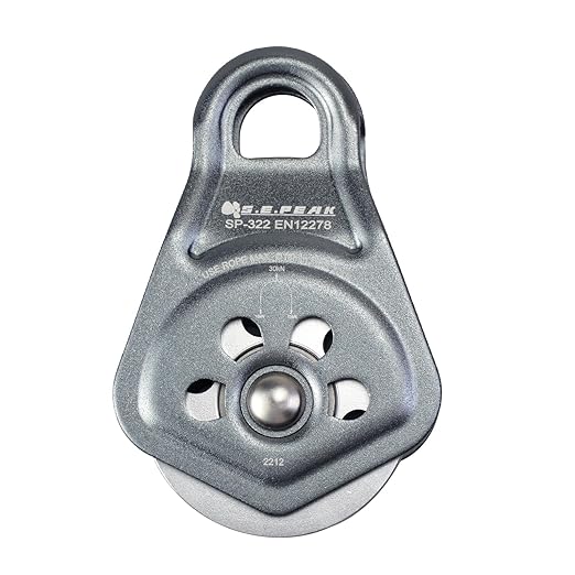 30kN Upgraded Rescue Single Pulley Sheave with Swing Plate,CE High Strength Pulley for Backyard Zipline, Climbing, Rock Rescue Lifting, Hauling, Fit Rope up to 13 mm/Holds Up to 6750lbs,Grey