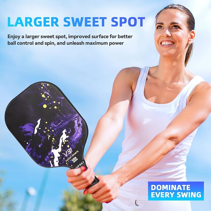 Pickleball Paddles Set of 2/4, USAPA Approved Carbon Fiber Surface Pickle Ball Set - 14mm PP Honeycomb Core of Lightweight Pickleball Rackets -Suitable for Beginners' Training and Game（Blue）