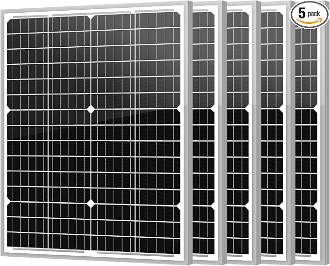 Newpowa 5 Pack Solar Panels 35W 24V 10BB High-Efficiency Monocrystalline Solar Panels Charges 24V Batteries of RV for Off-Grid Systems, RV, Boat, Camper, Trailer, Gate Opener (175W Total)