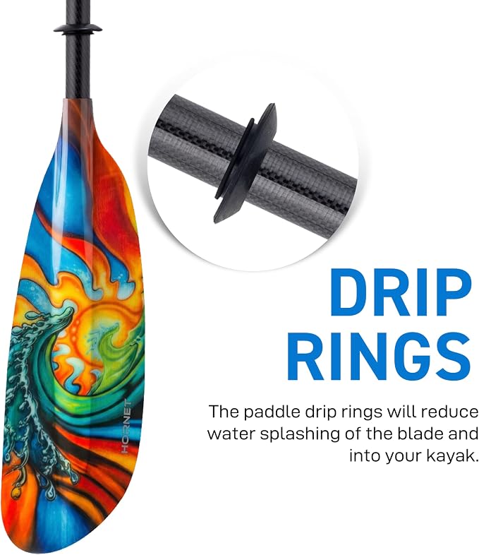 Hornet Watersports Fiberglass Kayak Paddle for Adults- Ideal for Touring, Fishing and Boating- 90.5 inches / 230CM Adjustable with Carbon Fiber Shaft- Kayak Oars Kayaking Equipment