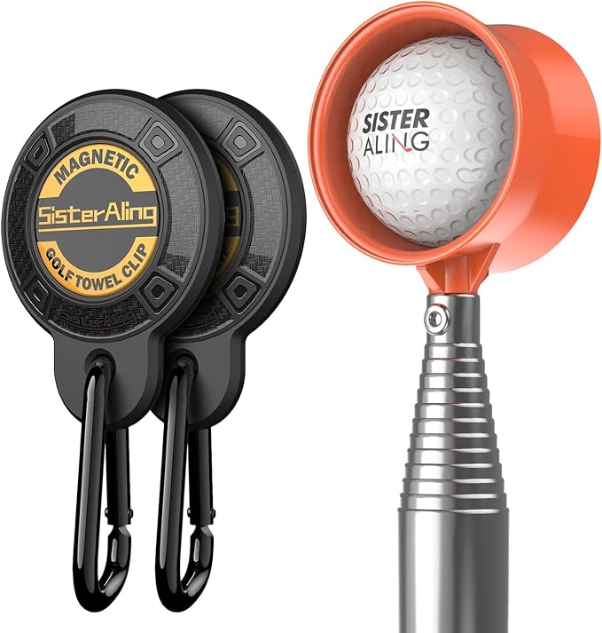 Magnetic Clip for Golf Towel and 9ft/12ft Water Telescopic Golf Ball Retriever