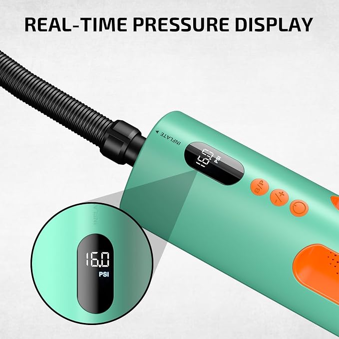 Swonder SeaFalcon Paddle Board Pump, 5200mAh Rechargeable High-Pressure Electric Air Pump with Removable Battery, Portable 3-in-1 Air Inflator with Power Bank & Camping Light