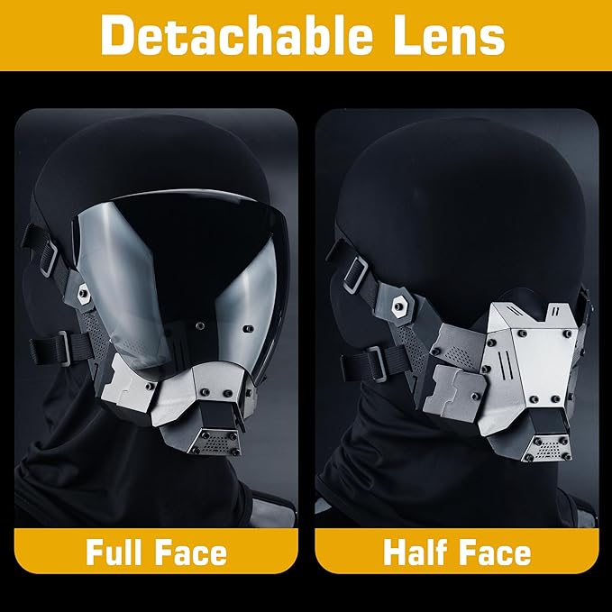 Guayma Airsoft Paintball Mask Tactical Full Face Cyberpunk Balaclava Mask For Halloween Cosplay Costume Movie Props