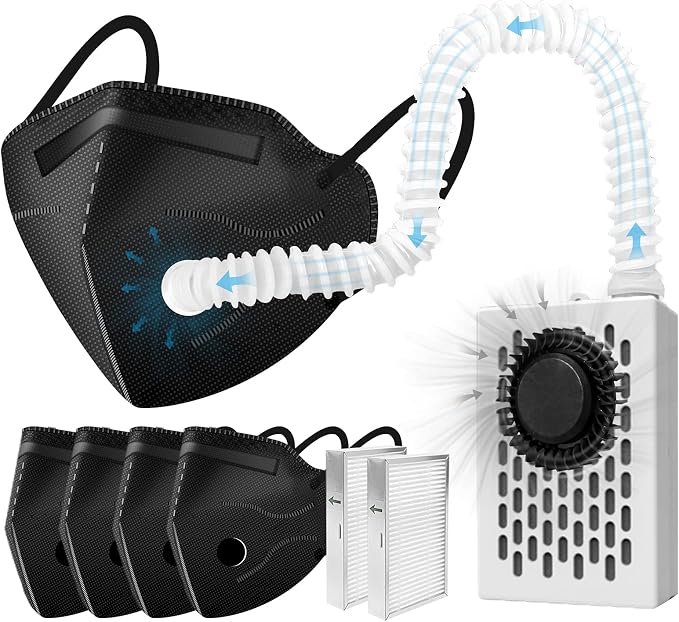 Electric Wearable Air Purifier Maskes,Air Supply,With HEPA Filter,for Dust Work,Painting, Machine Polishing, Welding