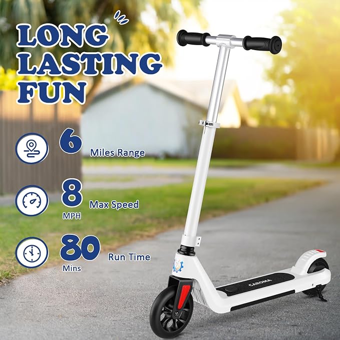 Caroma Electric Scooter for Kids Ages 6-14, 120W Motor & 15 Mph, 85 Mins Ride Time, Adjustable Height & Speed, LED Display, Kids Electric Scooter, Best Gifts for Boys & Girls