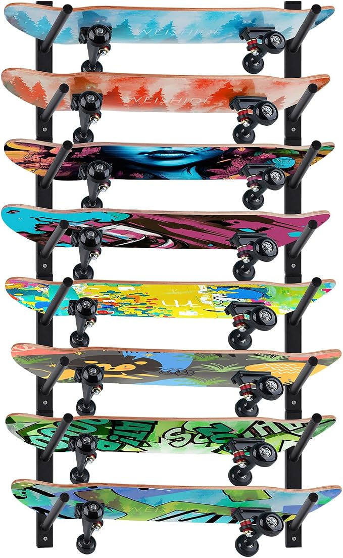 Bijun Skateboard Wall Mount | Horizontal Snowboard Wall Mount, Skateboard Storage Hanger for Garage, Bedroom, Home Display & Organization