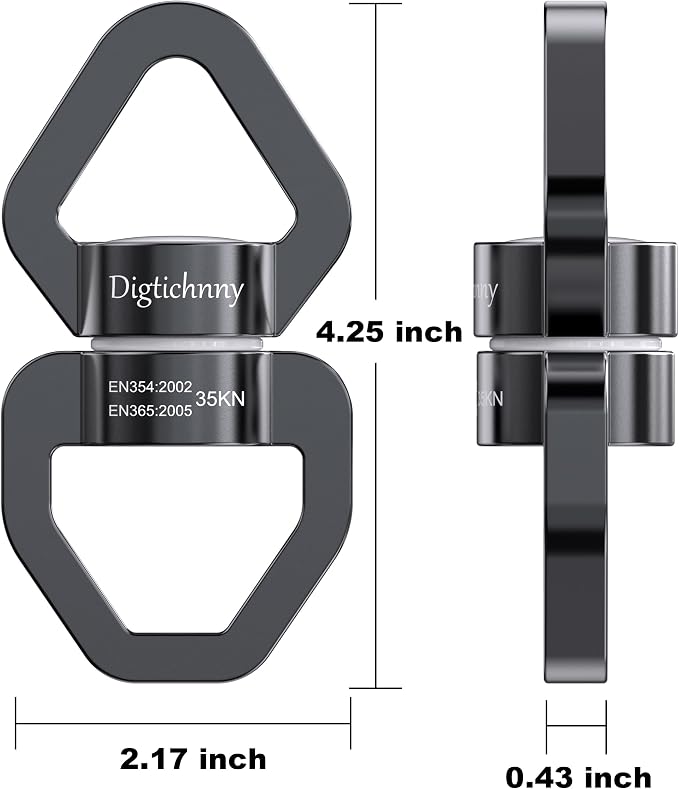 Swing Swivel, 35KN Safety Rotational Device,Swing Spinner for Web Tree Swing, Aerial Dance, Children's Swing, Hanging Hammock（Full Grey）