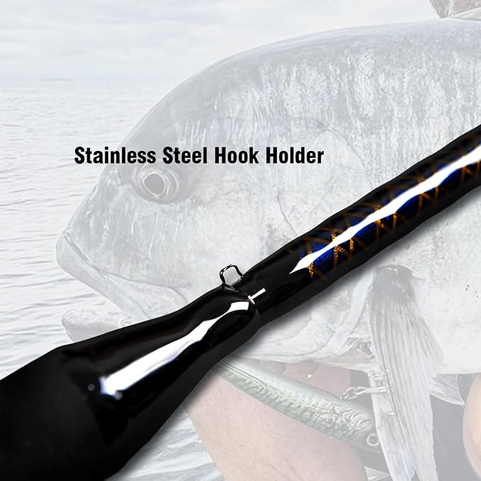Fiblink 1-Piece Saltwater Offshore Trolling Rod Conventional Boat Rod Carbon Fishing Pole(6 Feet, 30-50 lb/50-80 lb/80-120 lb)